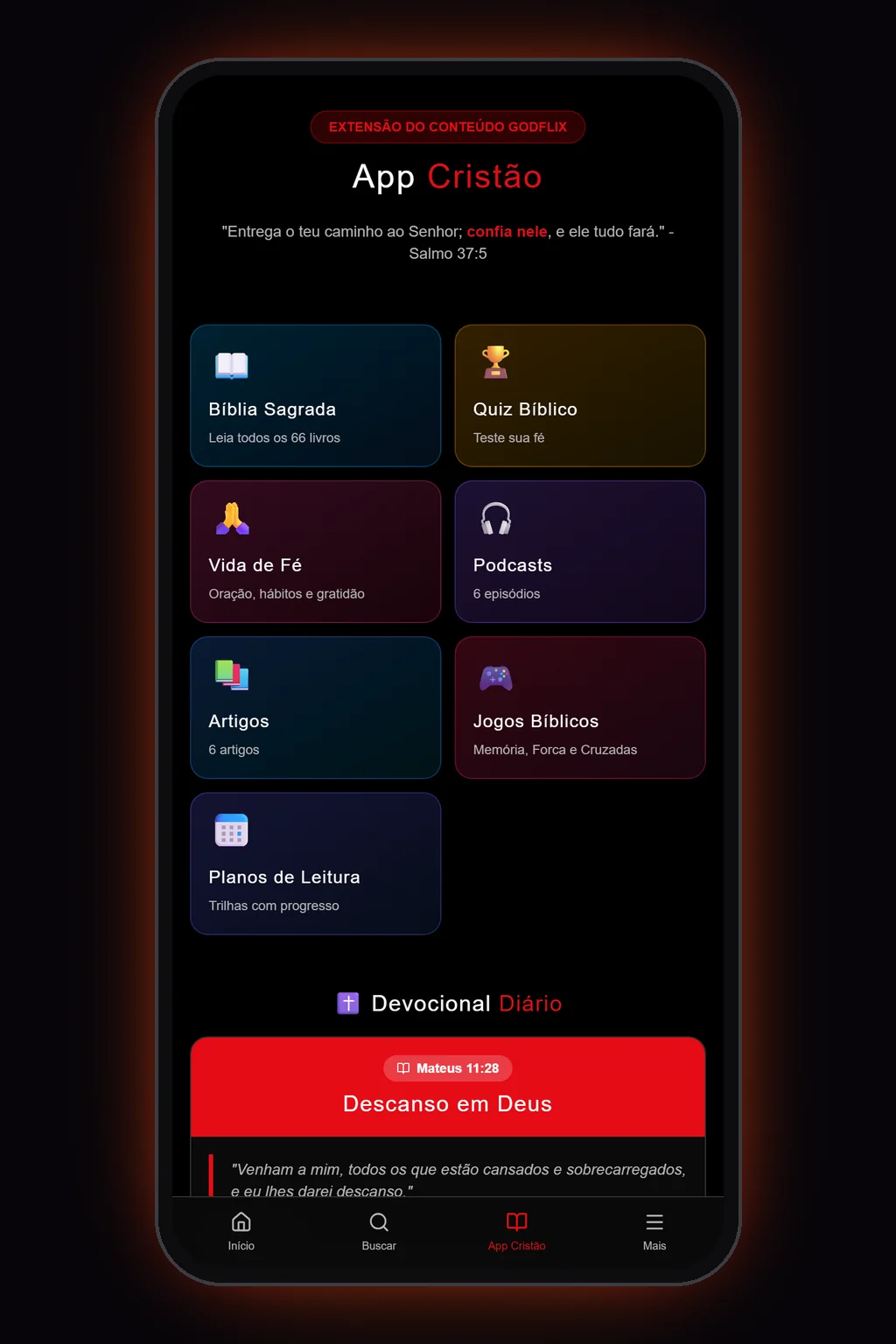 App Cristão Godflix no celular